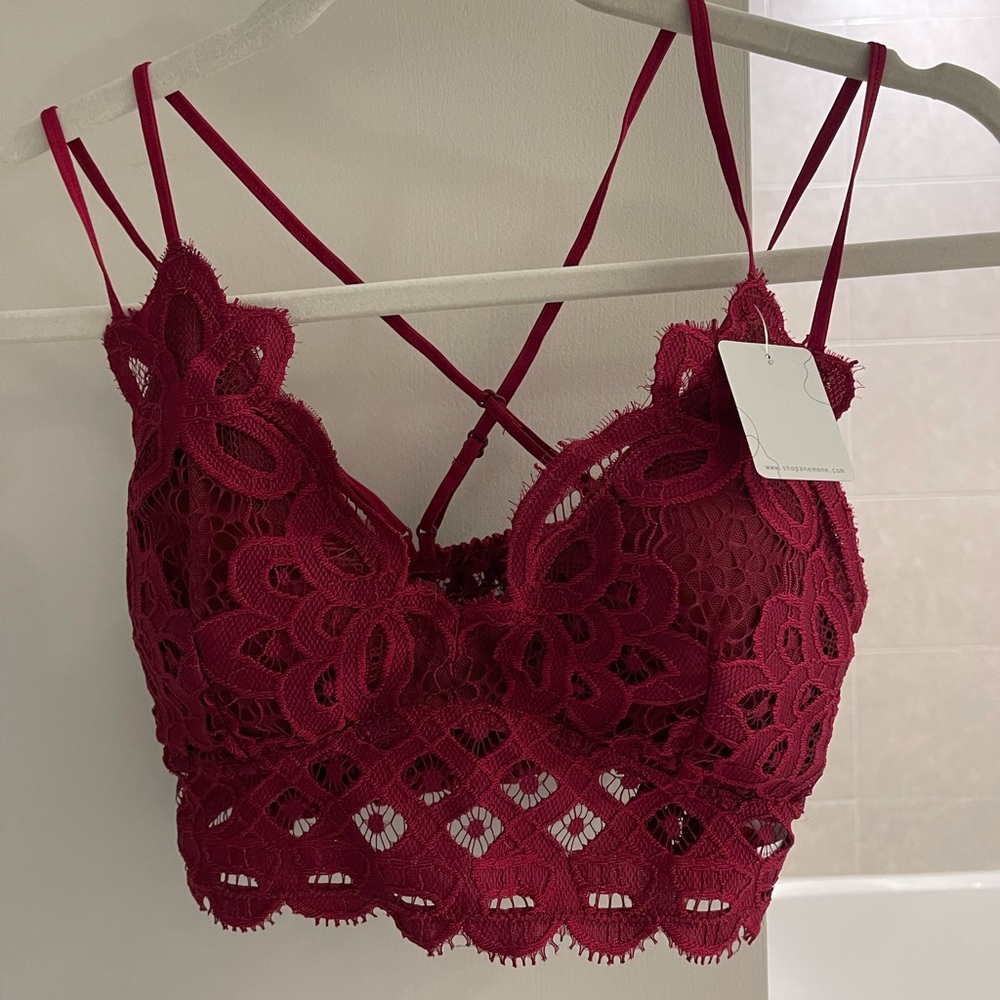 Anemone Burgundy Lace Bra